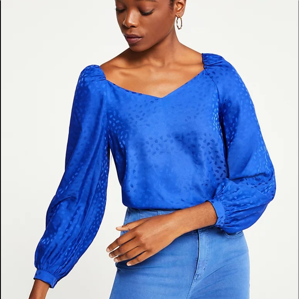 NWT Ann Taylor Petite Puff Sleeve V-Neck Top XLP